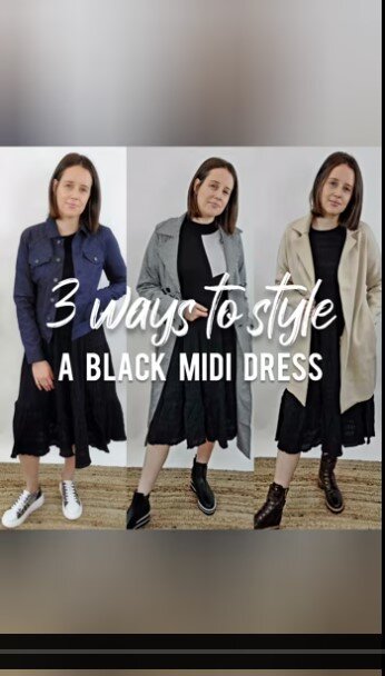 black midi dress 3 ways